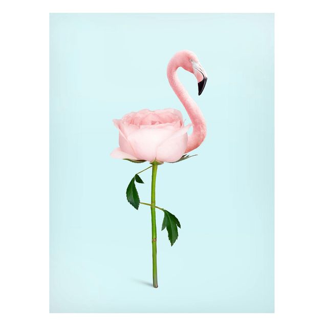 Magnettafel Blume Flamingo mit Rose