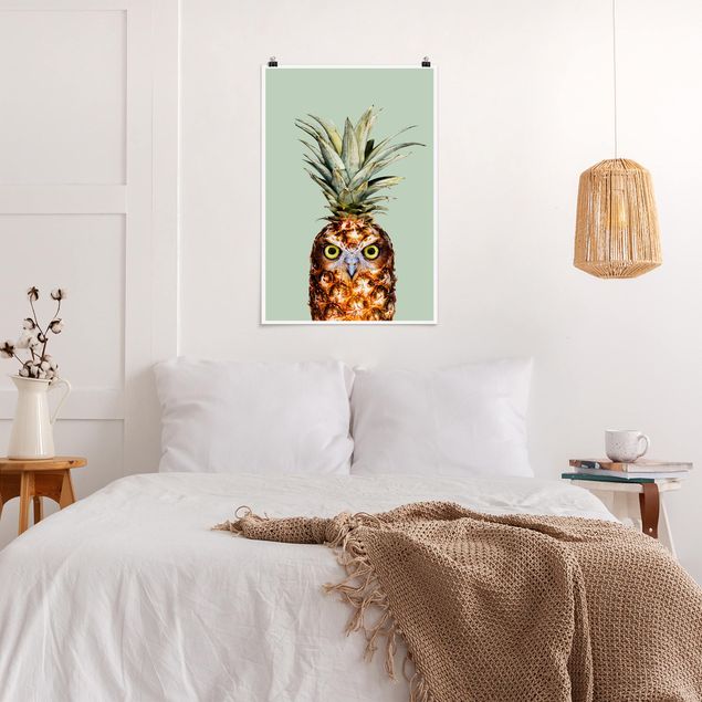 Wandbilder Früchte Ananas mit Eule