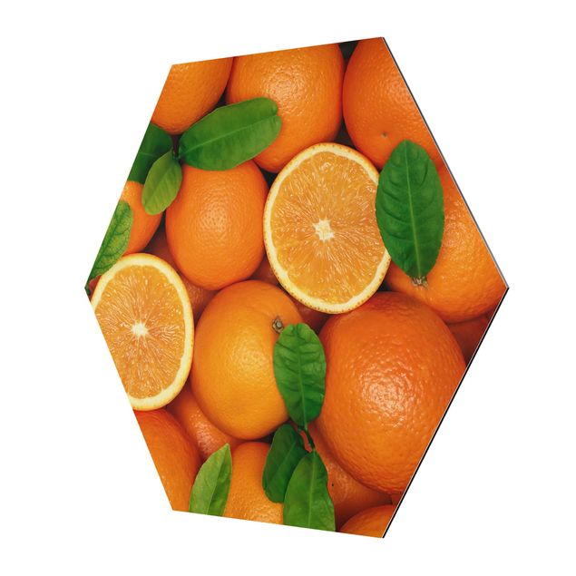 Hexagon Bilder Saftige Orangen