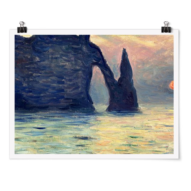 Wandbilder Landschaften Claude Monet - Felsen Sonnenuntergang