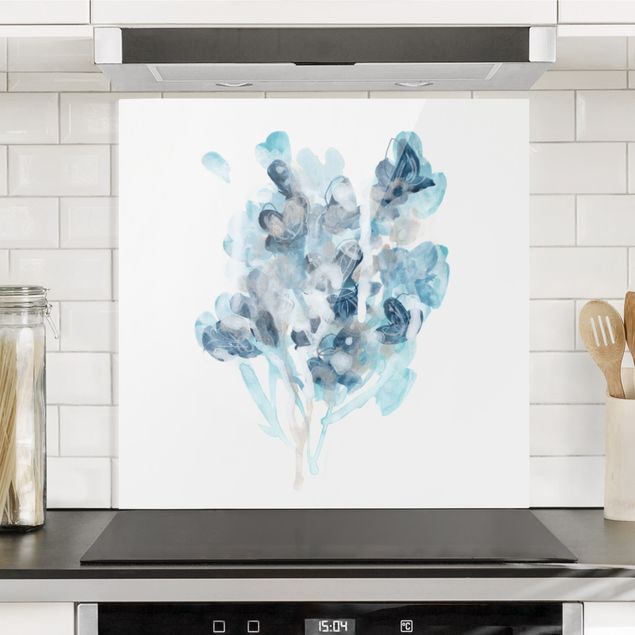 Küche Dekoration Aquarell Bouquet in blauen Schattierungen