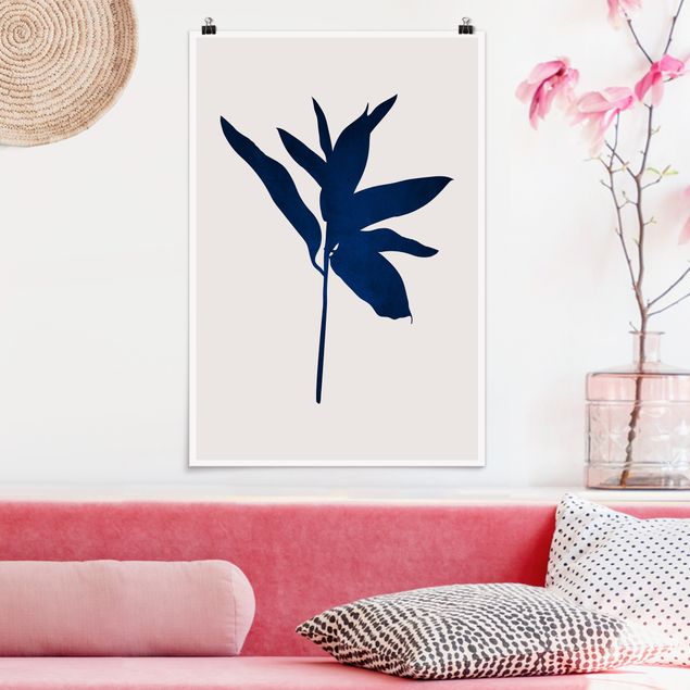 Küche Dekoration Grafische Pflanzenwelt - Blau