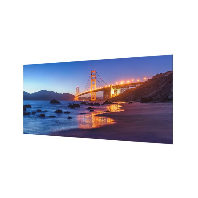 Spritzschutz Glas - Golden Gate Bridge am Abend - Querformat 2:1