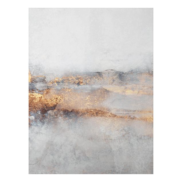 Wandbilder Kunstdrucke Gold-Grauer Nebel