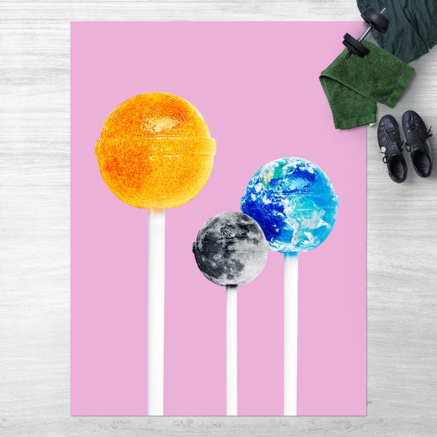Aussen Teppich Lollipops mit Planeten