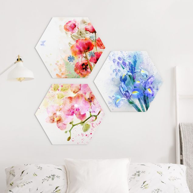 Wandbilder Mohnblumen Aquarell Blumen Trio