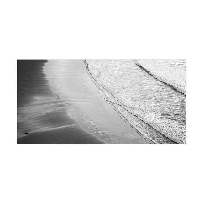 Moderne Teppiche Leichter Wellengang am Strand Schwarz Weiß