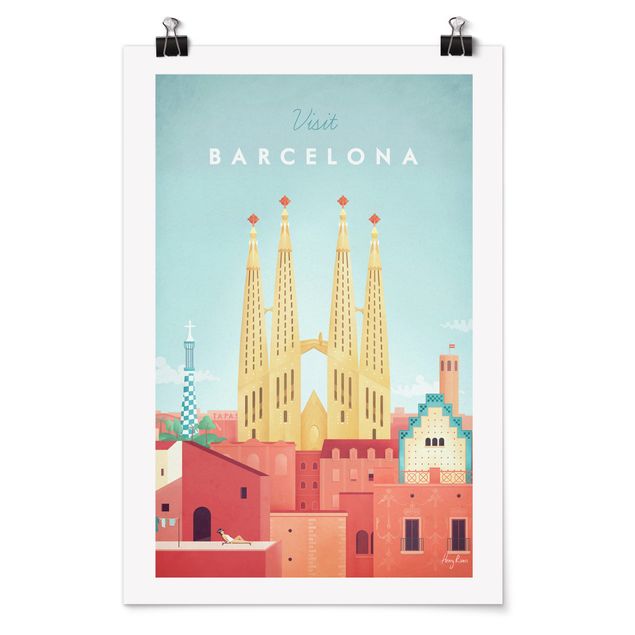 Poster Kunstdruck Reiseposter - Barcelona
