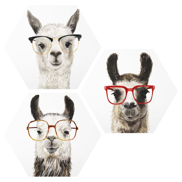 Wandbilder Tiere Hippe Lamas mit Brille Set I