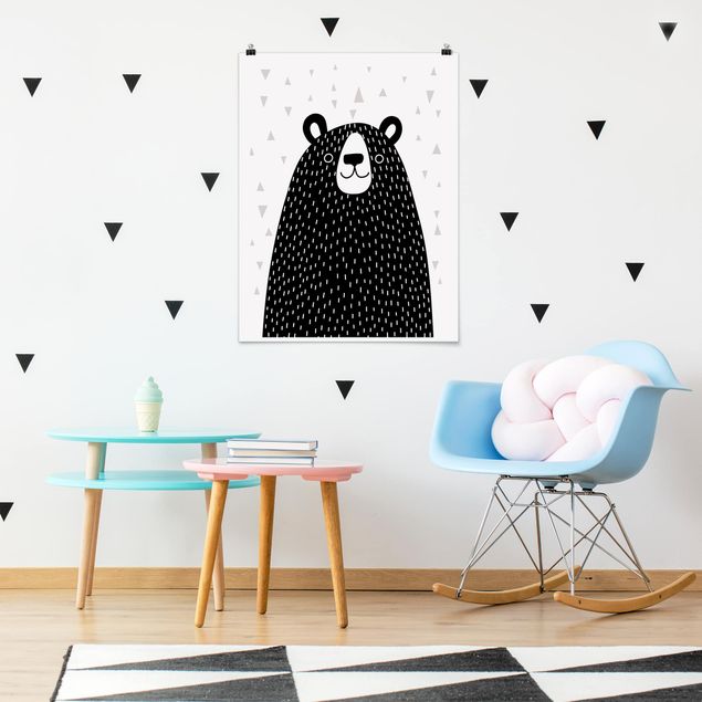 Poster schwarz-weiß Tierpark mit Mustern - Bär