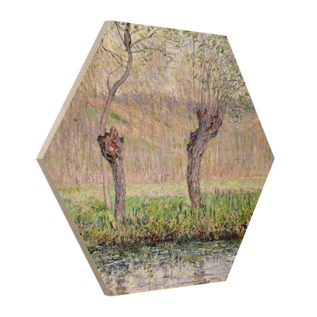 Holzbild Natur Claude Monet - Weidenbäume Frühling