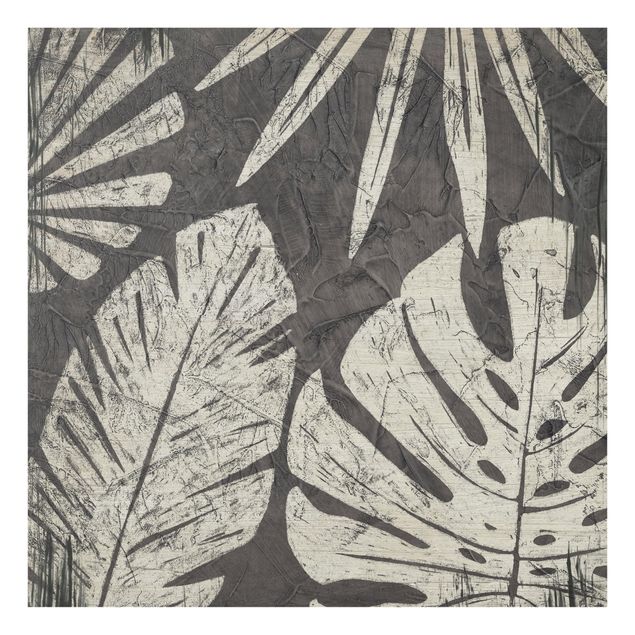 Glas Spritzschutz - Palmenblätter vor Dunkelgrau - Quadrat - 1:1