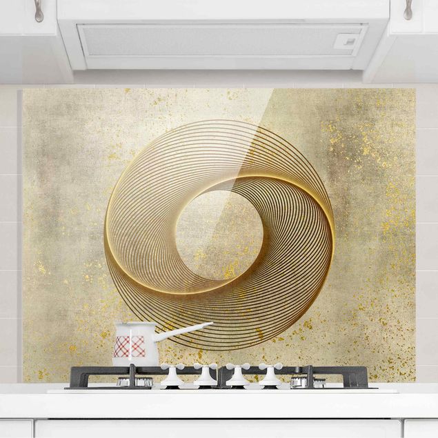Küche Dekoration Line Art Kreisspirale Gold