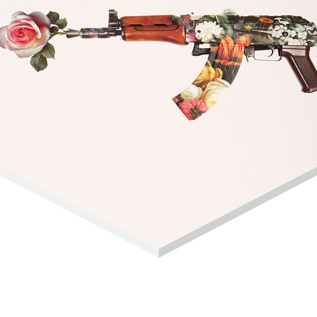 Wandbilder Rosa Pistolen mit Blumenstrauß