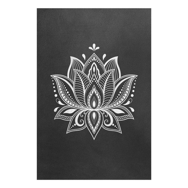 Wandbilder Schwarz-Weiß Lotus Illustration weiß schwarz