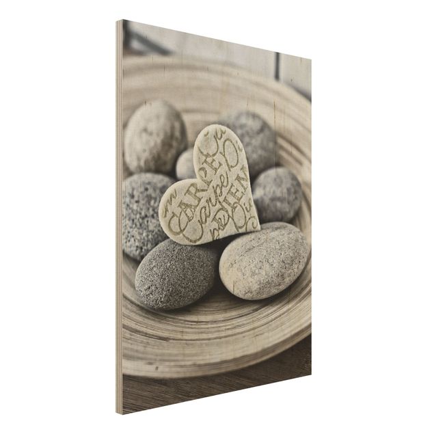 Küche Dekoration Carpe Diem Herz mit Steinen