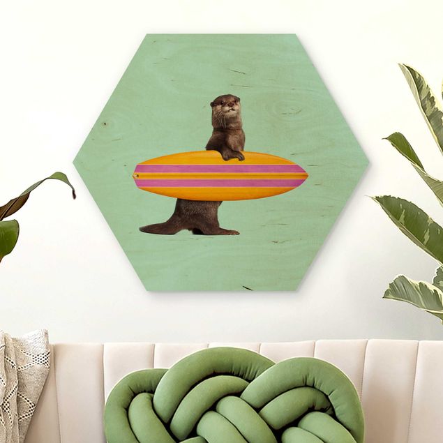 Wanddeko Küche Otter mit Surfbrett