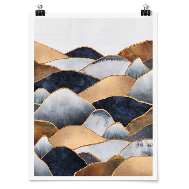 Kunstkopie Poster Goldene Berge Aquarell