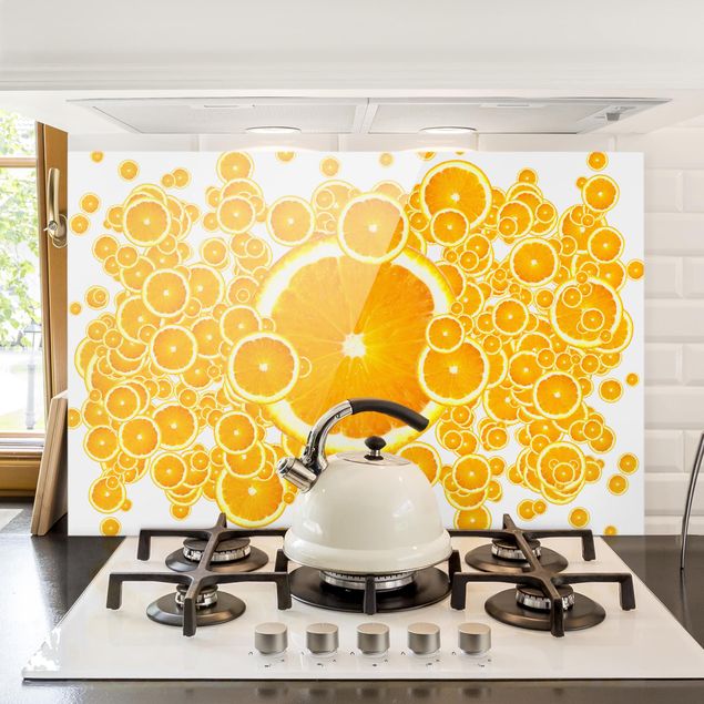 Wanddeko Küche Retro Orange Pattern