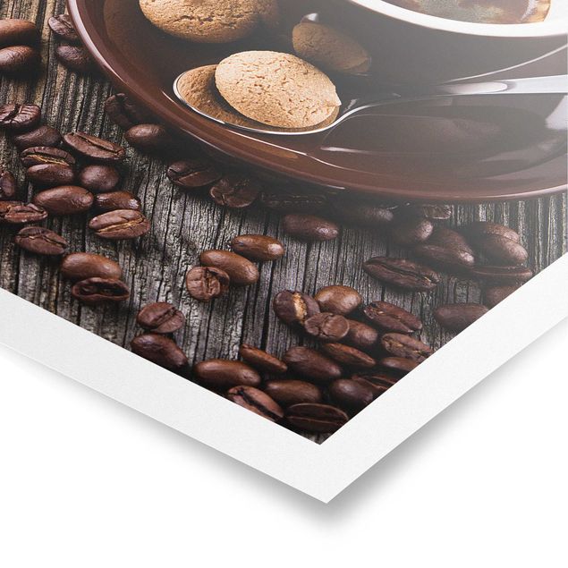 Wandbilder Braun Kaffeetasse mit Kaffeebohnen