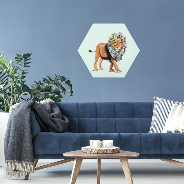 Wandbilder Löwen Löwe mit Sukkulenten