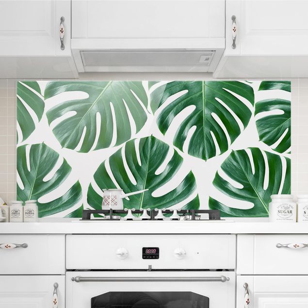 Küche Dekoration Tropische grüne Blätter Monstera