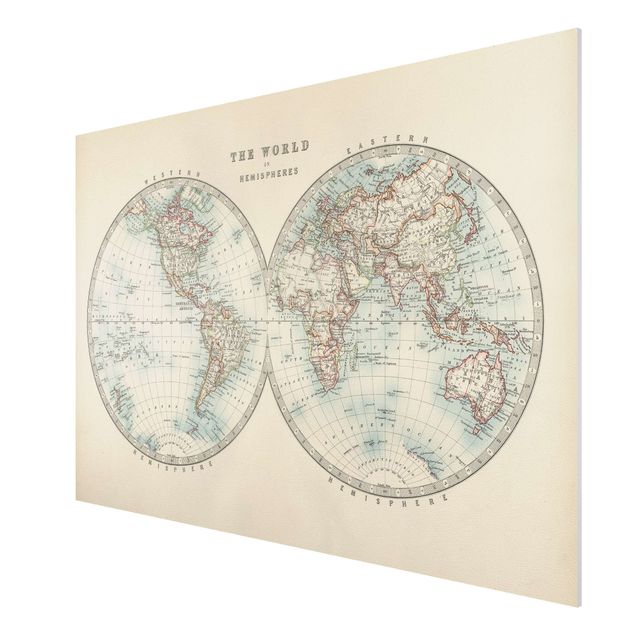 Wandbilder Sprüche Vintage Weltkarte Die zwei Hemispheren