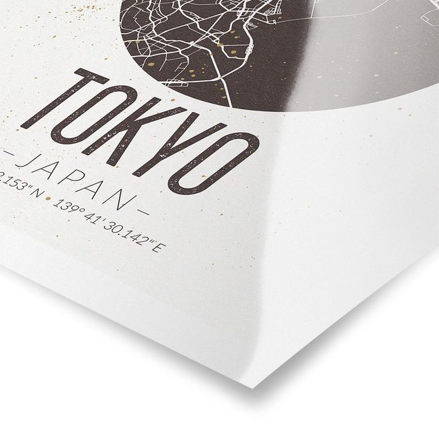 Poster Skylines Stadtplan Tokyo - Retro