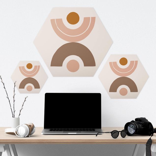Hexagon Bilder Line Art Abstrakte Formen Pastell