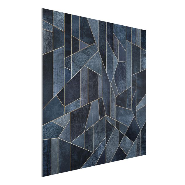 Wandbilder Kunstdrucke Blaue Geometrie Aquarell
