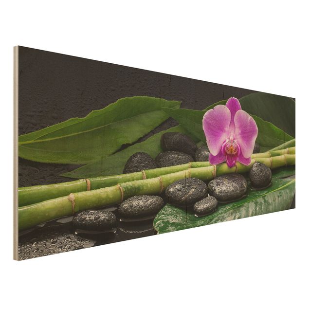 Küche Dekoration Grüner Bambus mit Orchideenblüte