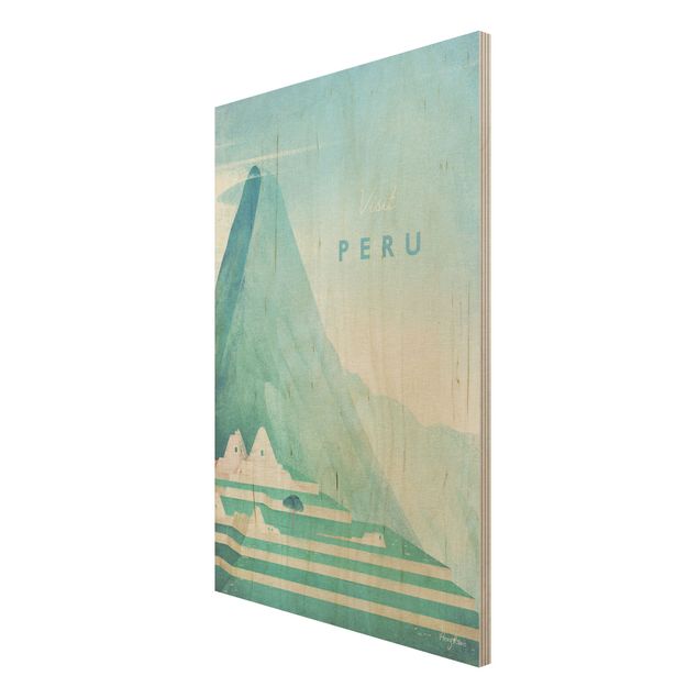 Wandbild Holz Vintage Reiseposter - Peru