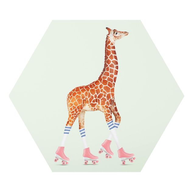 Wandbilder Modern Giraffe mit Rollschuhen