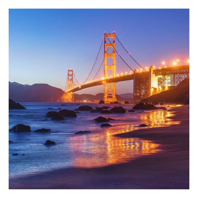 Spritzschutz Glas - Golden Gate Bridge am Abend - Quadrat 1:1