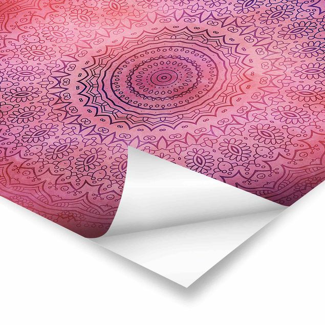 Poster bestellen Aquarell Mandala Pink Violett