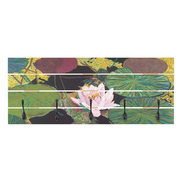 Wandgarderobe bunt Seerose mit Blätterm