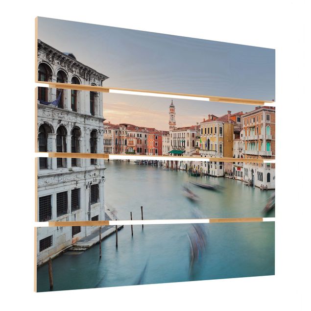 Holzbild - Canale Grande Blick von der Rialtobrücke Venedig - Quadrat 1:1