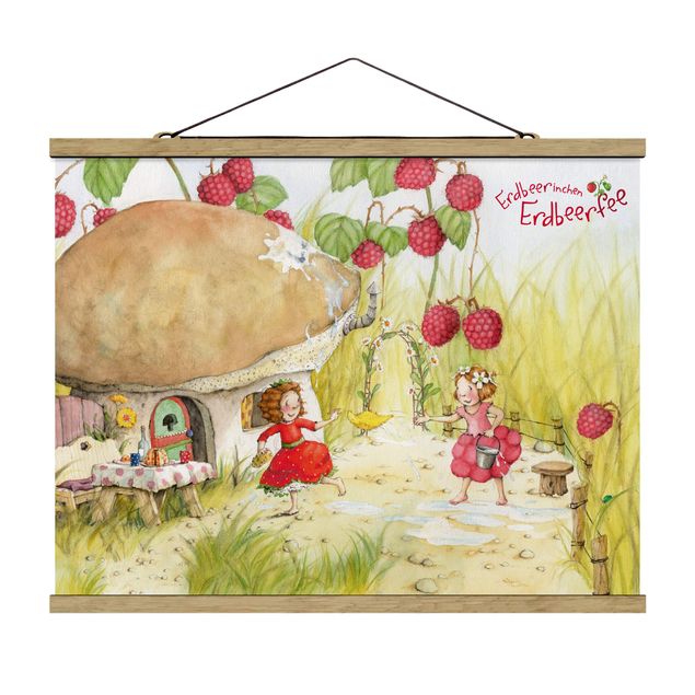 Wandbilder Feen Erdbeerinchen Erdbeerfee - Unter dem Himbeerstrauch