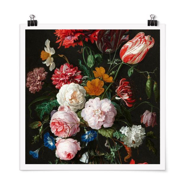Poster mit Blumen Jan Davidsz de Heem - Stillleben mit Blumen in einer Glasvase