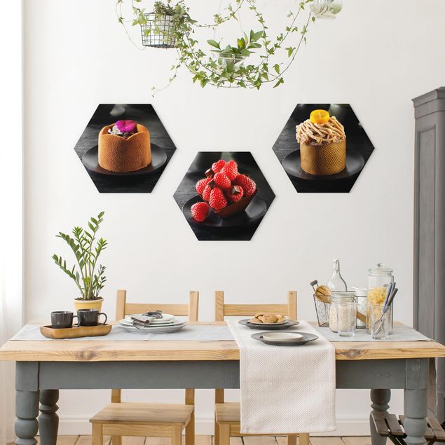 Wandbilder Früchte Schokoladentörtchen mit Himbeeren