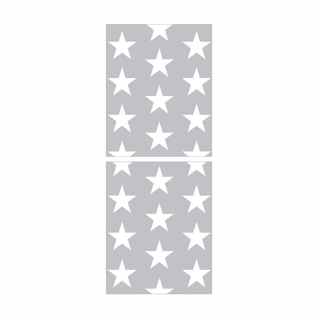 Möbelfolie für IKEA Billy Regal - Klebefolie Weiße Sterne auf grauen Hintergrund