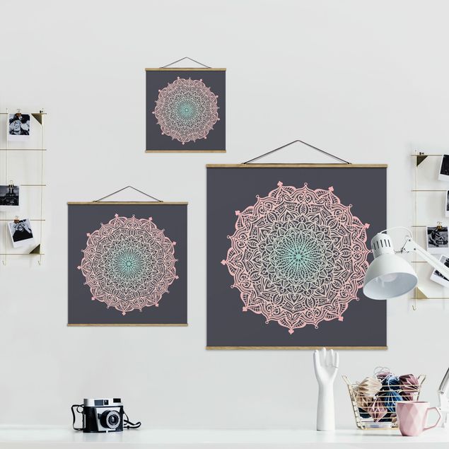 Andrea Haase Bilder Mandala Ornament in Rose und Blau