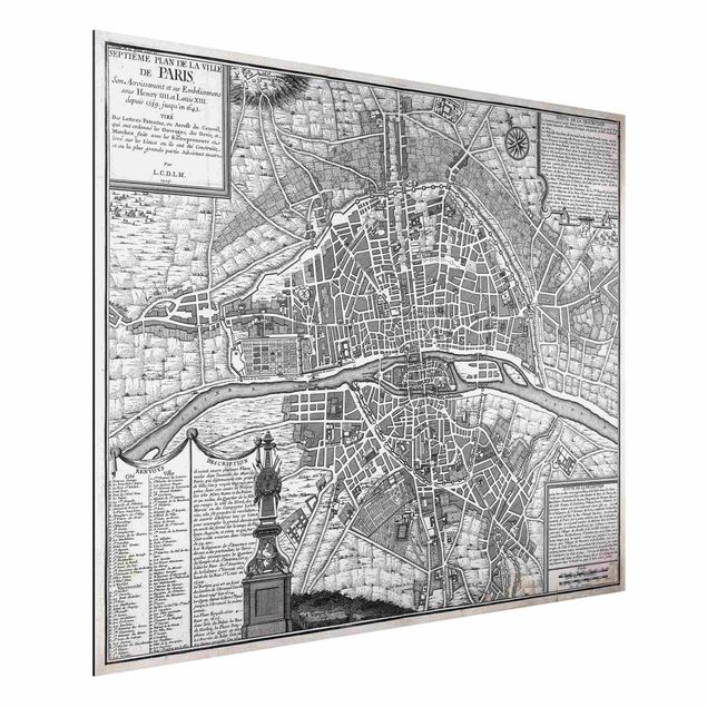Küchen Deko Vintage Stadtplan Paris um 1600
