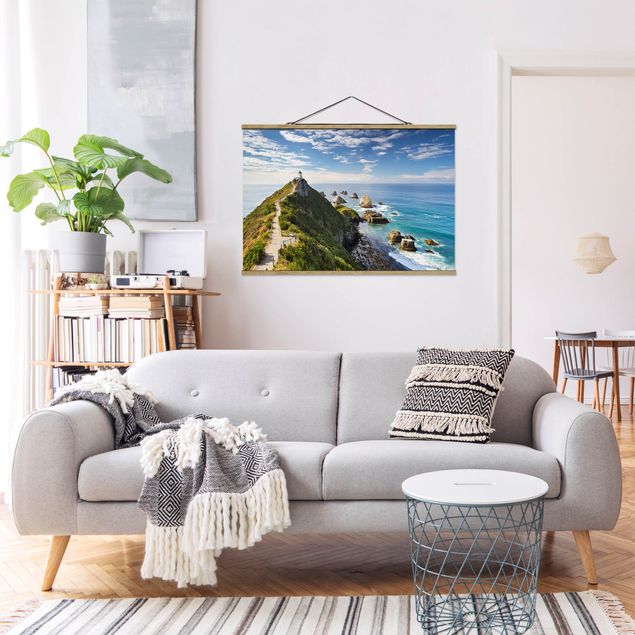 Wandbilder Berge Nugget Point Leuchtturm und Meer Neuseeland