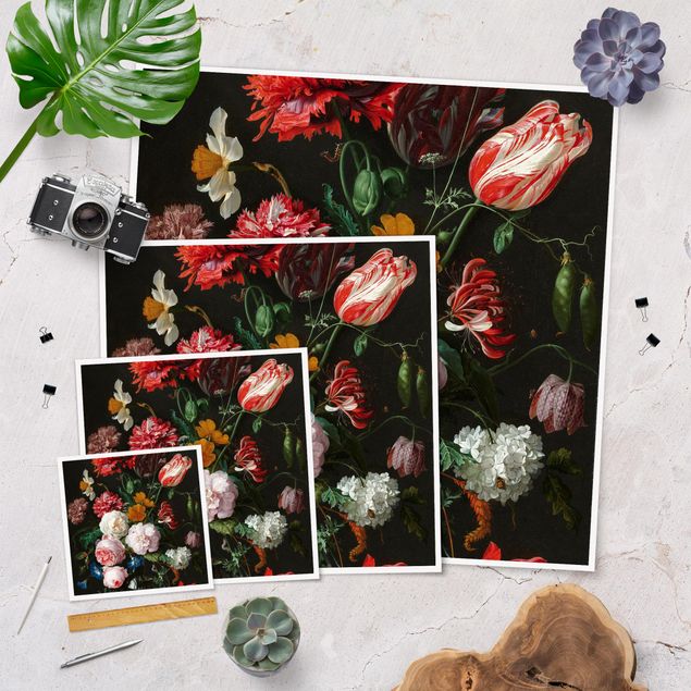 schöne Bilder Jan Davidsz de Heem - Stillleben mit Blumen in einer Glasvase