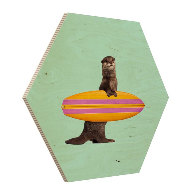Wandbilder Otter mit Surfbrett