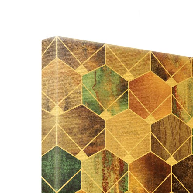 schöne Leinwandbilder Türkise Geometrie goldenes Art Deco