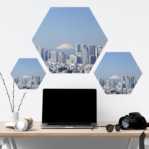 Hexagon Bilder Tokio vor dem Fuji