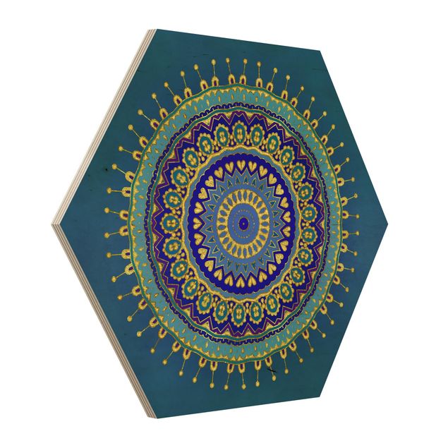 Wandbilder Muster Mandala Blau Gold