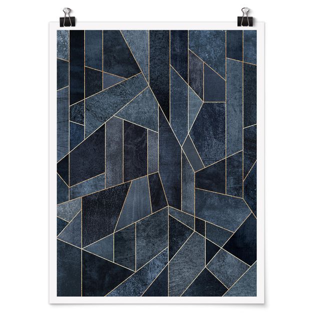 Wandbilder Kunstdrucke Blaue Geometrie Aquarell